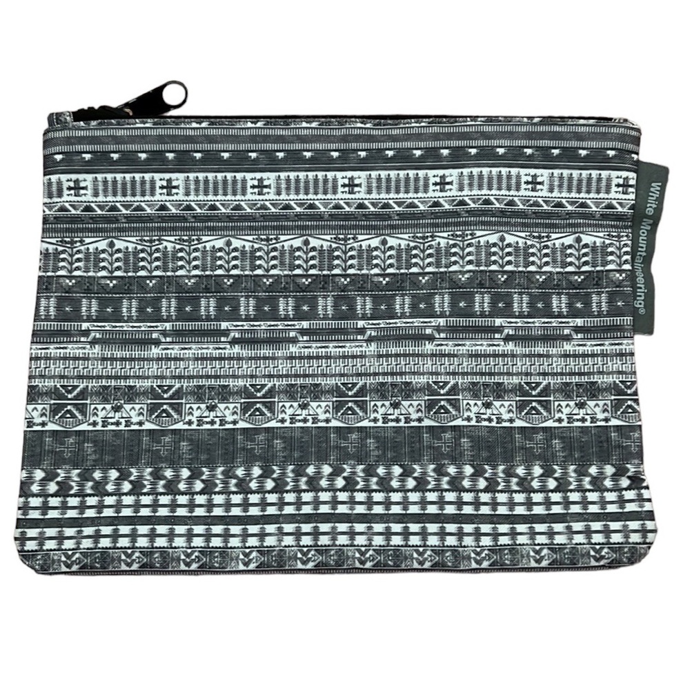 White Mountaineering from Japan grey/white with black zip designer cosmetic bag